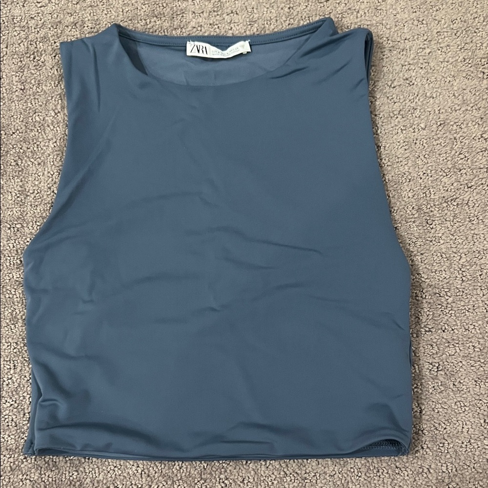 Zara Women's blue crop Top
